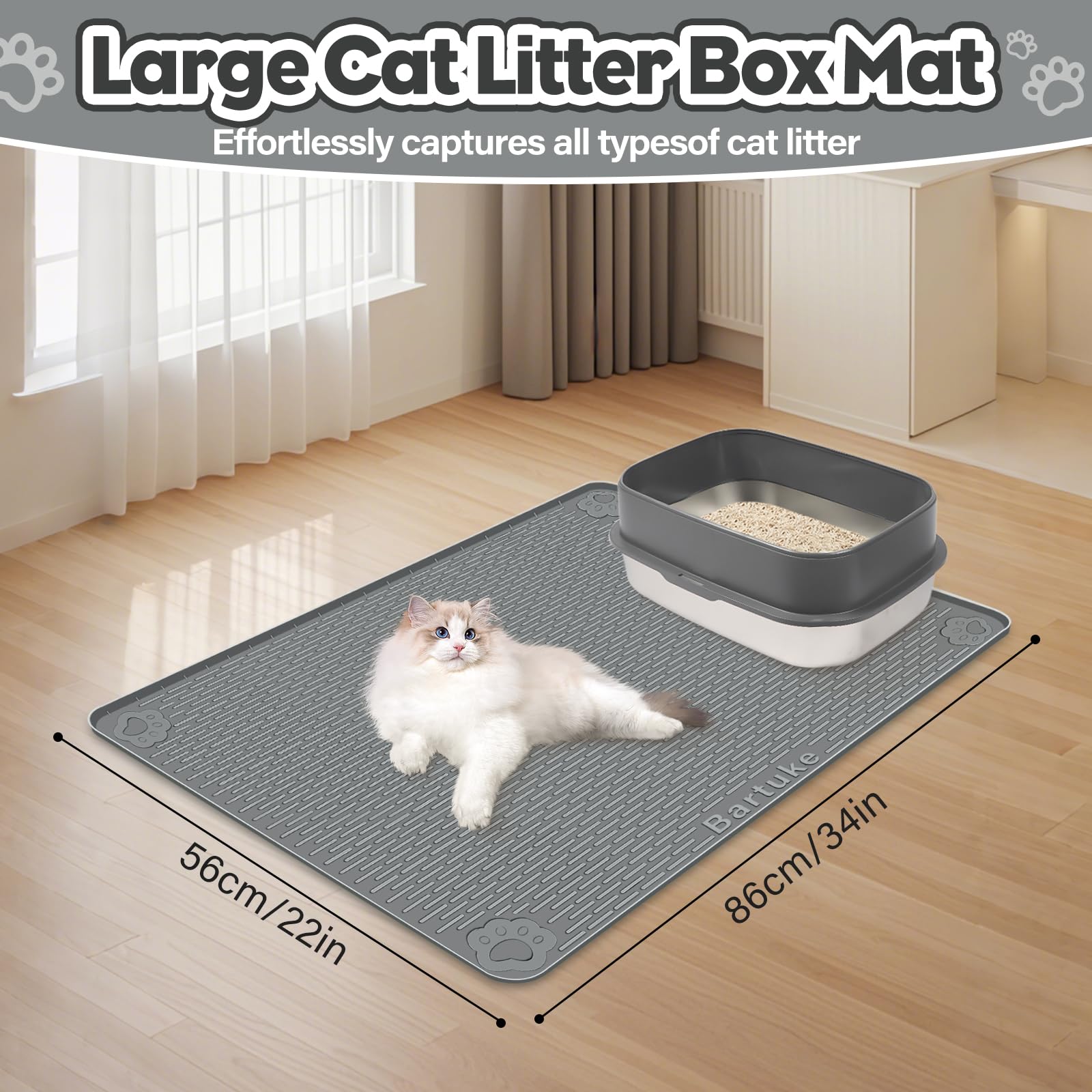Bartuke easy-clean silicone litter mat for quick maintenance.