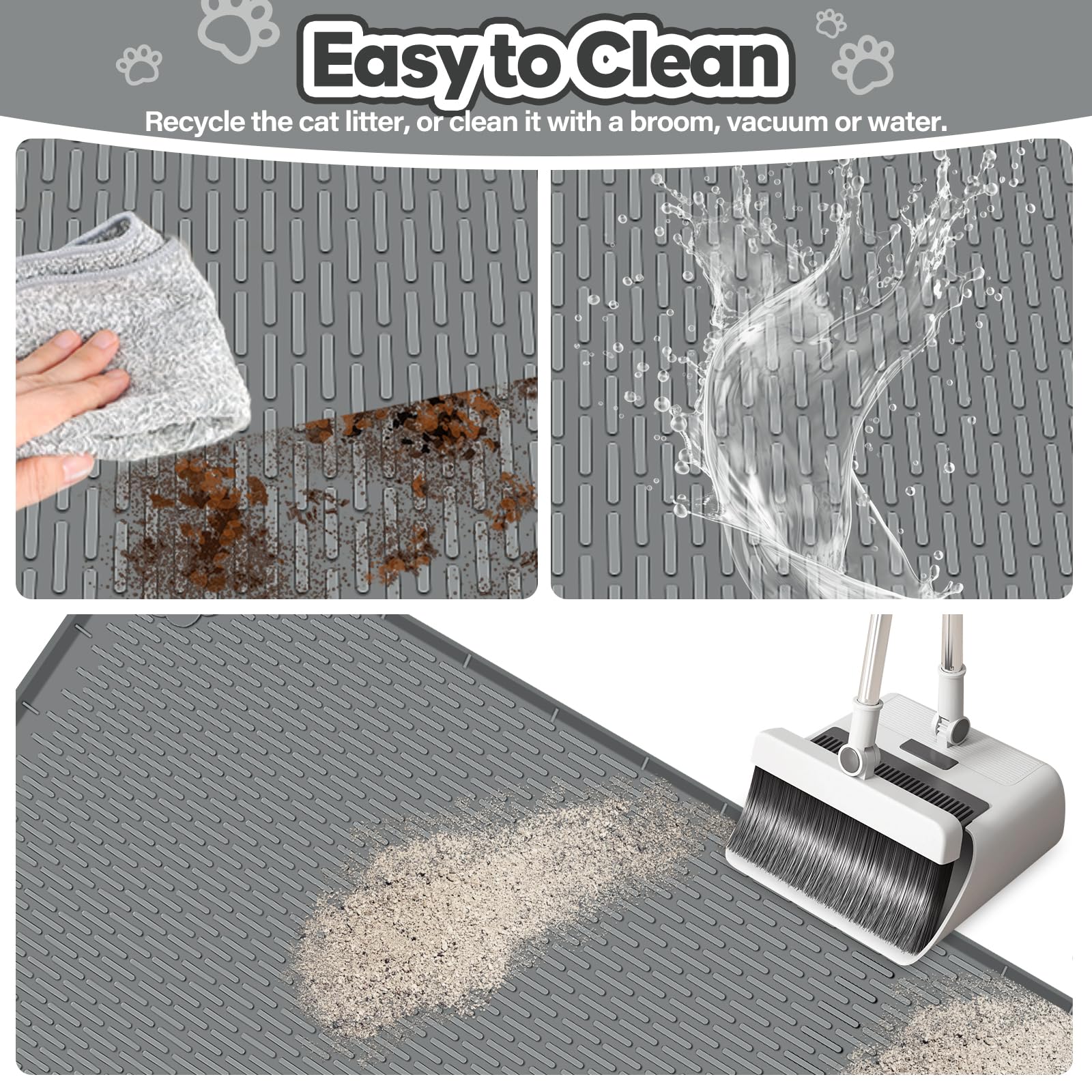 Bartuke multifunction cat food mat under bowls catches spills.