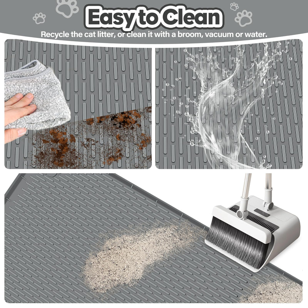 Bartuke multifunction cat food mat under bowls catches spills.