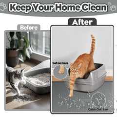 Bartuke silicone cat litter mat soft on paws protects floors.
