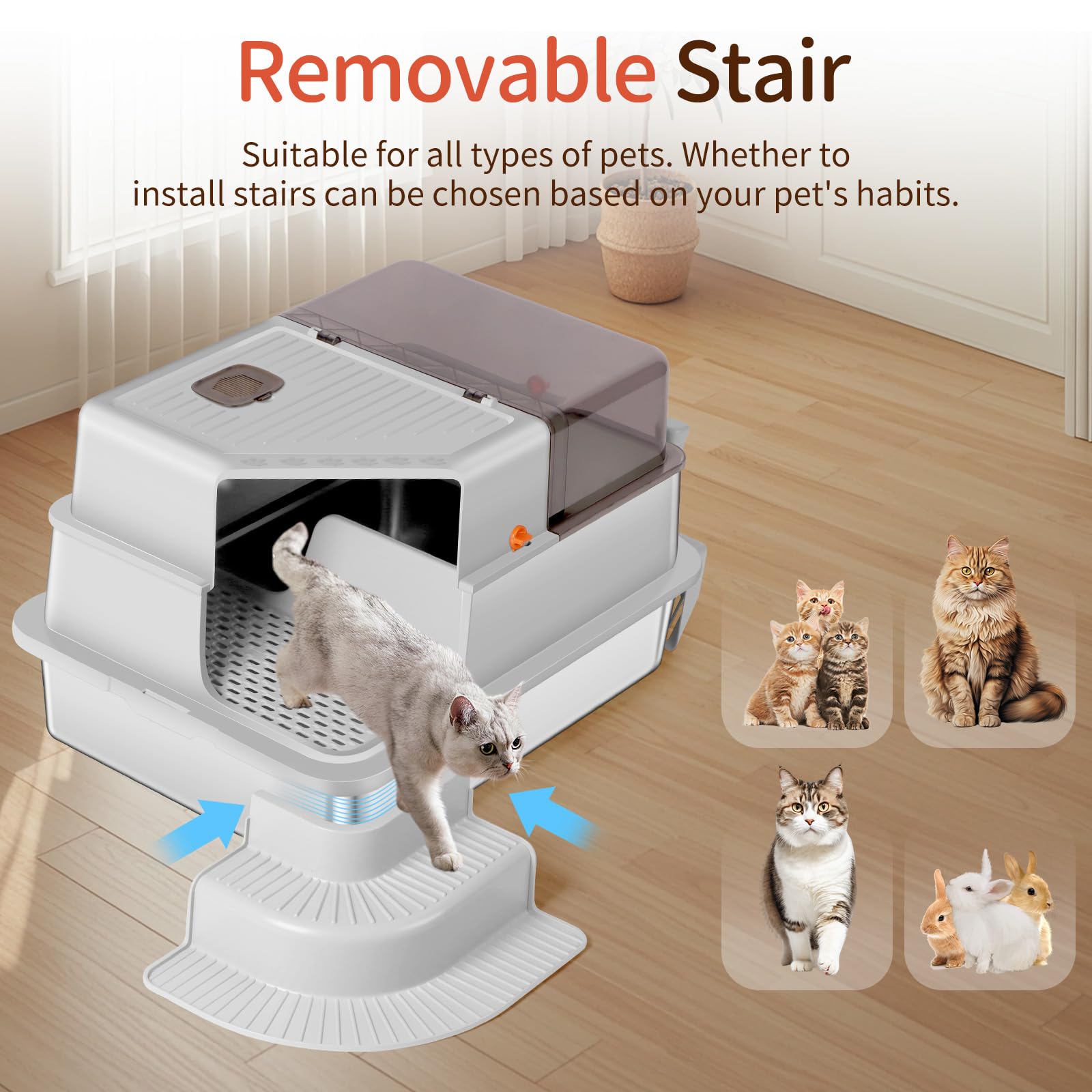 Bartuke XXXL removable stairs support cats of all ages.