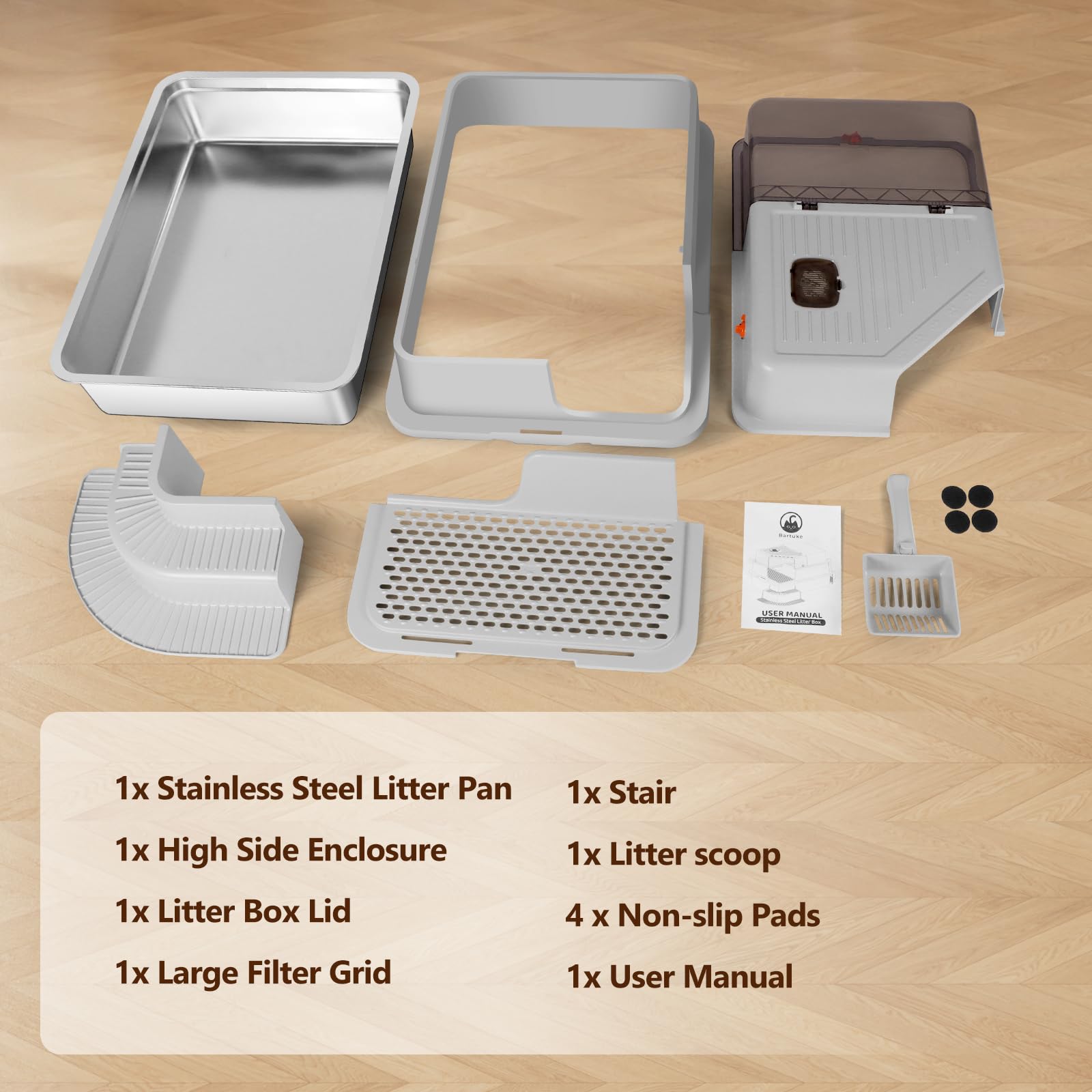 Bartuke XXXL wide interior for large litter loads.
