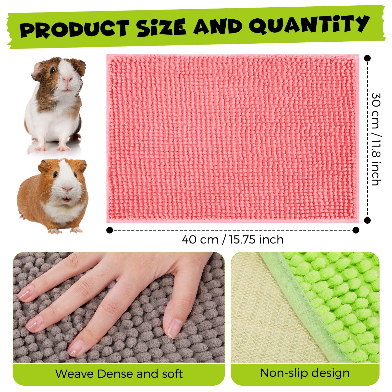 Barydat guinea pig cage liner in green, color-coded set for versatile pet areas.