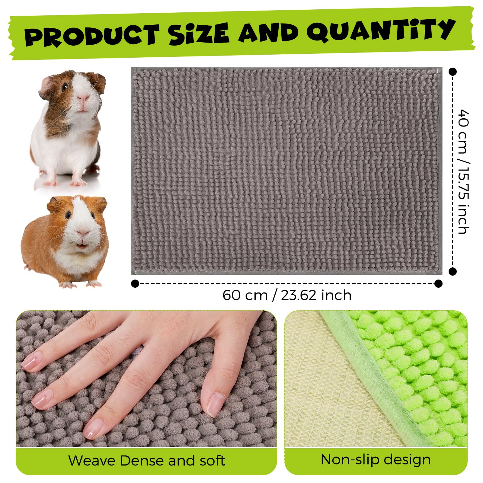 Barydat microfiber chenille mats provide soft, absorbent comfort for small pets.
