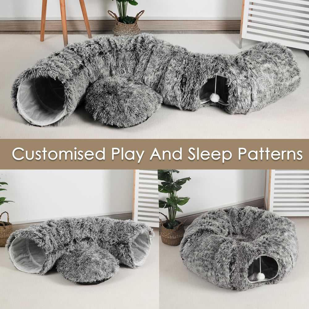 Baseola cat tunnel bed black color blends with home decor