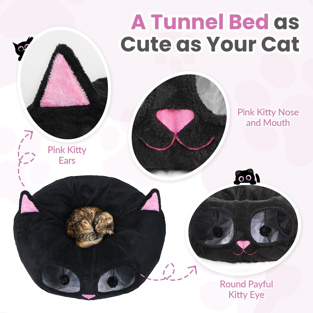 Interactive exit toy encourages chasing and hunting inside the tunnel.