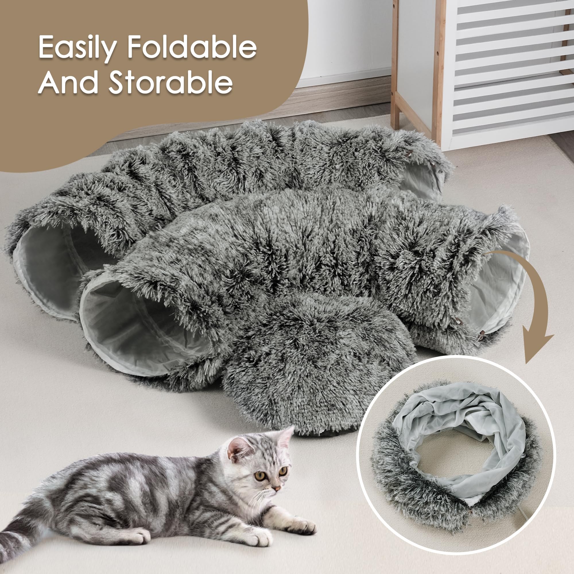 Baseola cat tunnel bed large space invites multiple pets to share