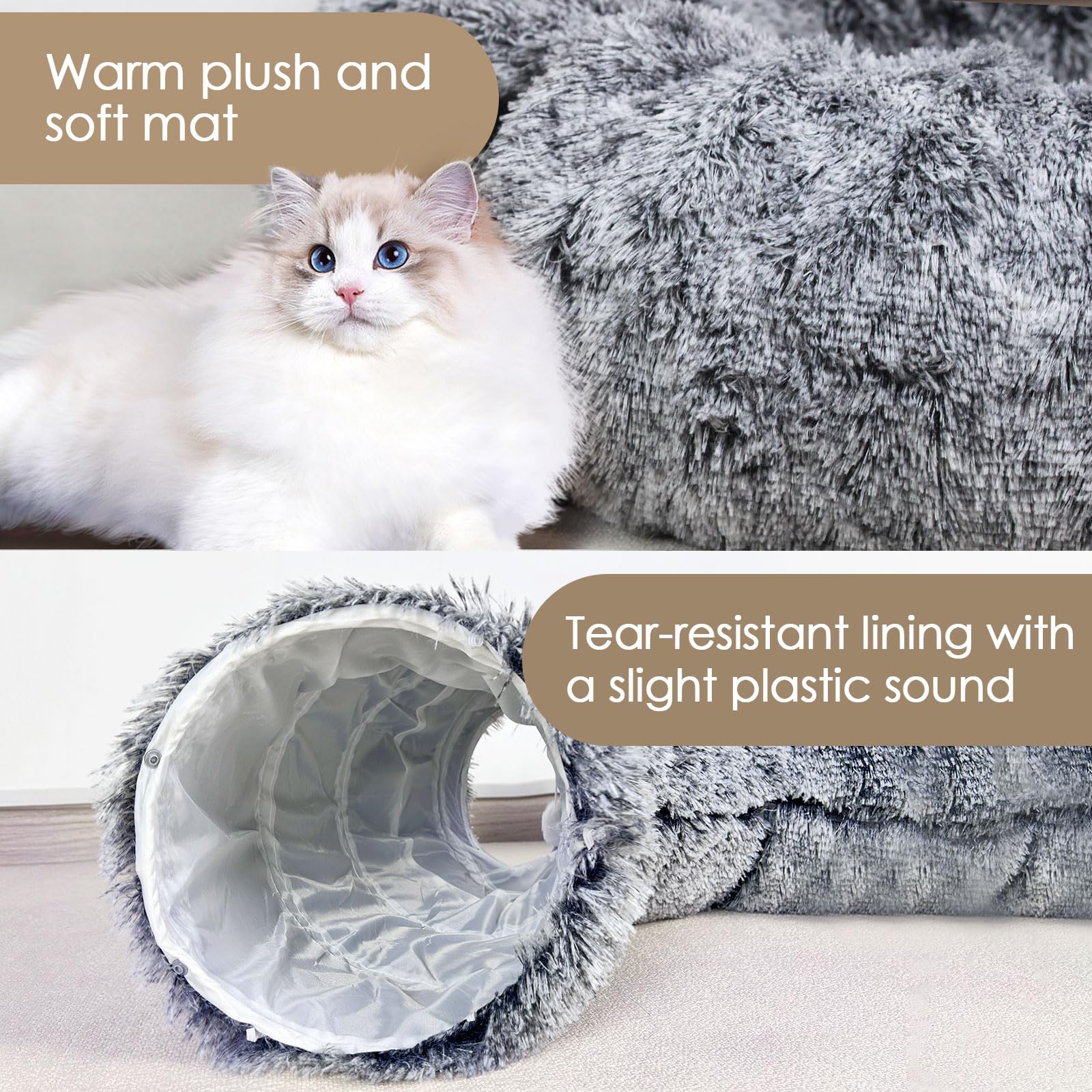 Baseola cat tunnel bed metal frame emphasizes durability for active pets