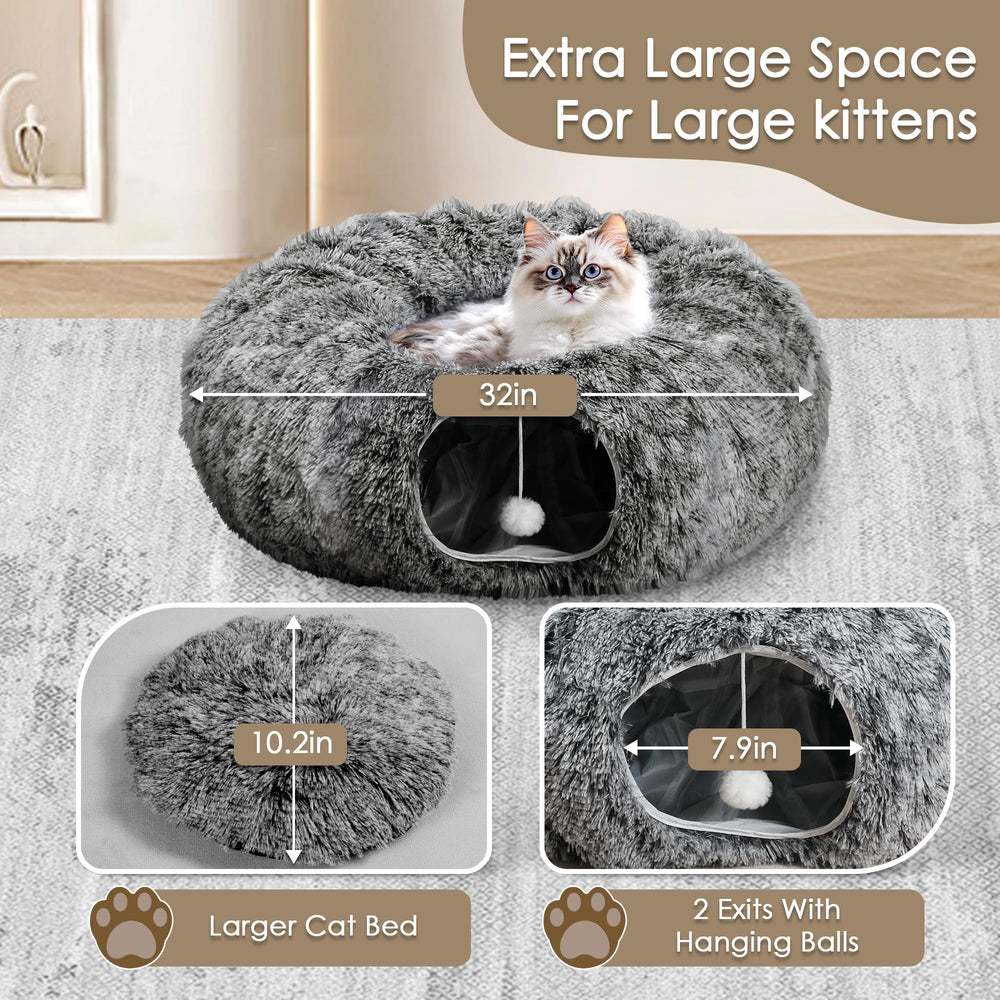 Baseola cat tunnel bed plush interior provides cozy lounging after play