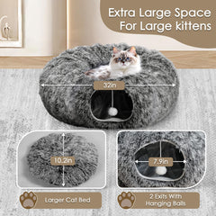 Baseola cat tunnel bed plush interior provides cozy lounging after play