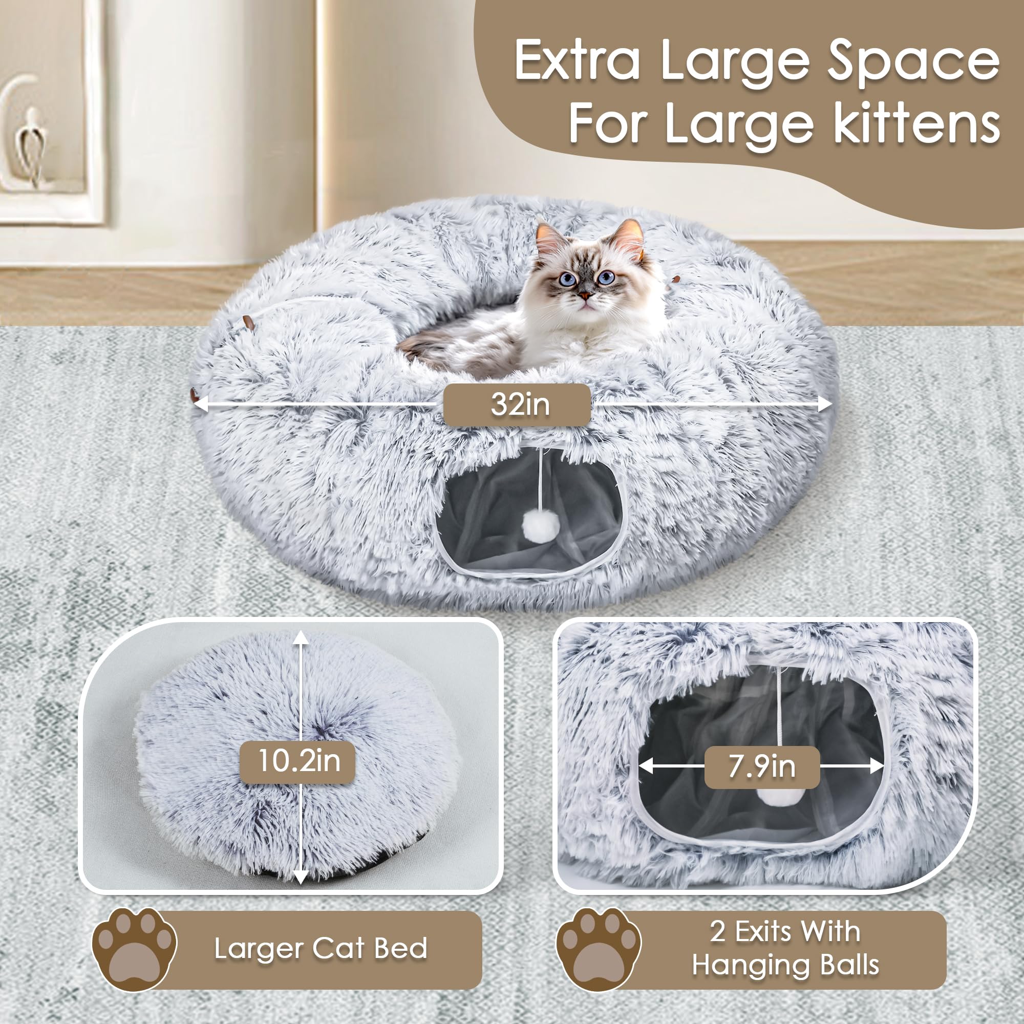 Baseola Cat Tunnel Bed removable washable bed for easy cleaning