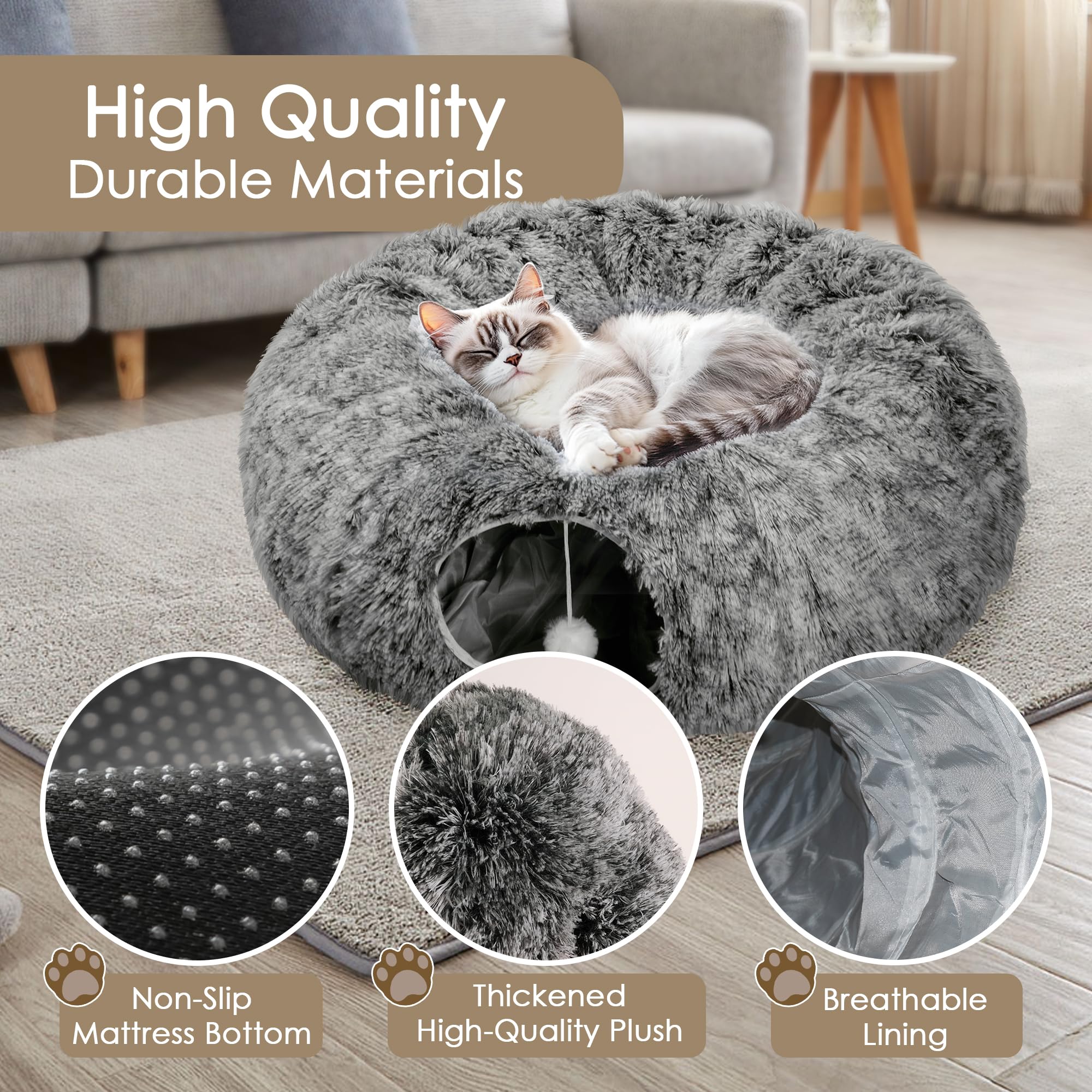 Baseola cat tunnel bed removable washable bed keeps things clean