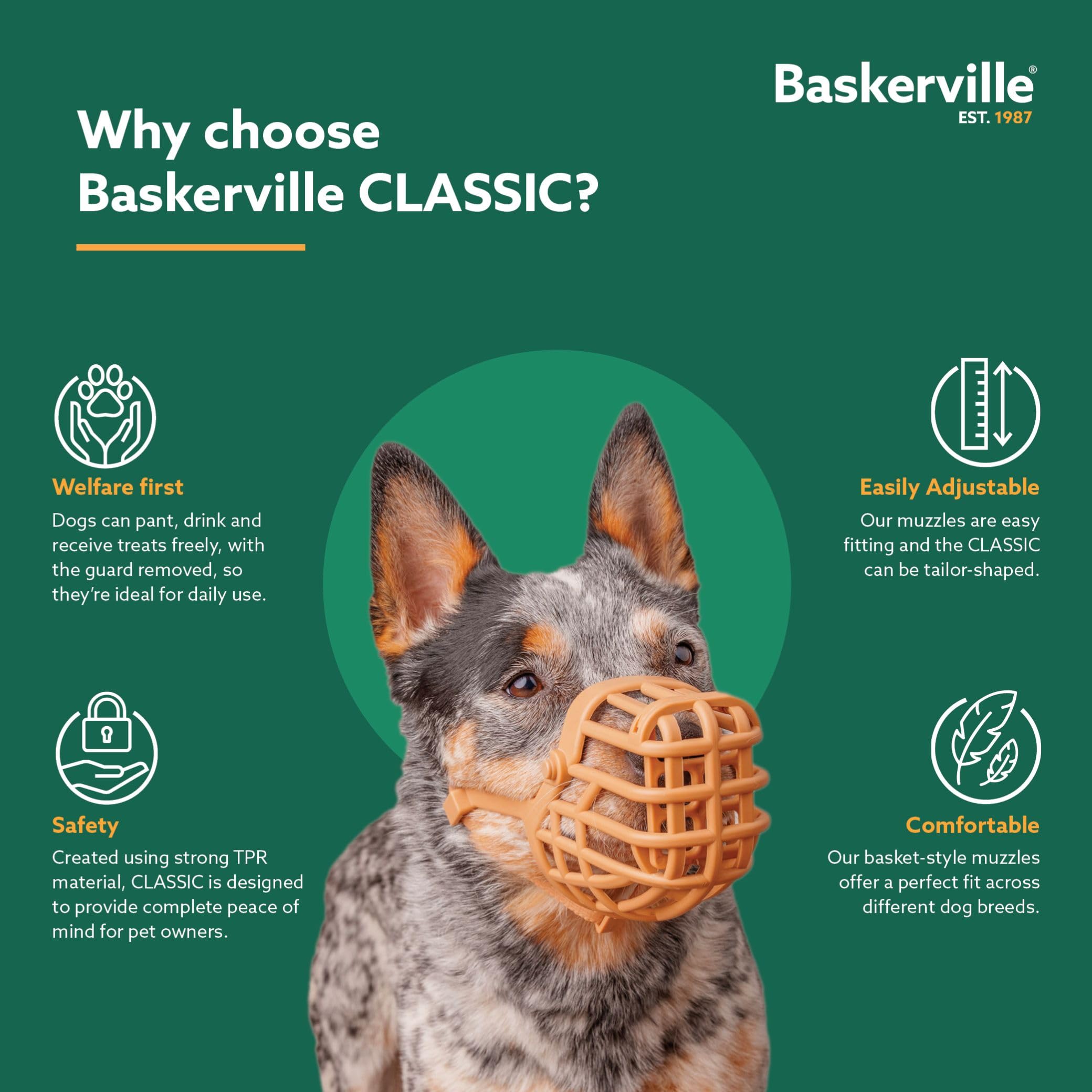 Designed for long-nosed breeds and large dogs.