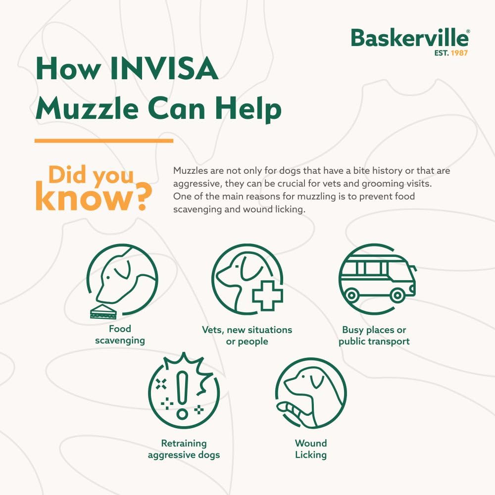 Baskerville INVISA allows panting, drinking, and treats on walks.