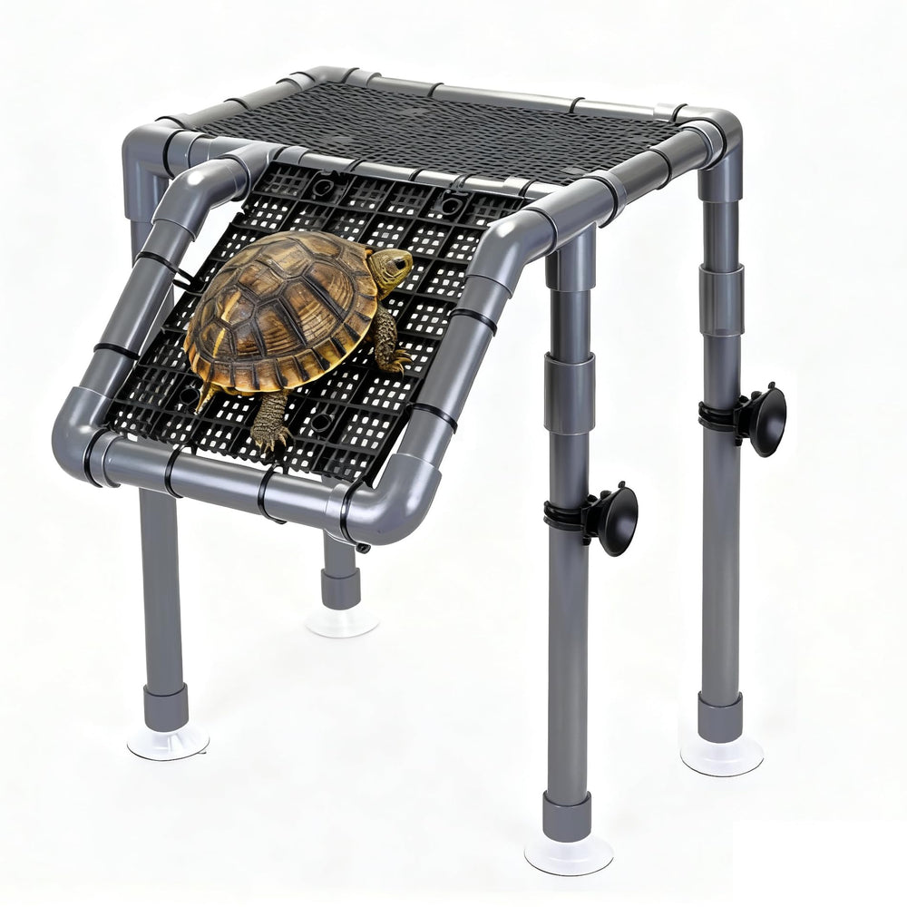 Battbeyle turtle basking platform on a wide dock for secure large-tank basking