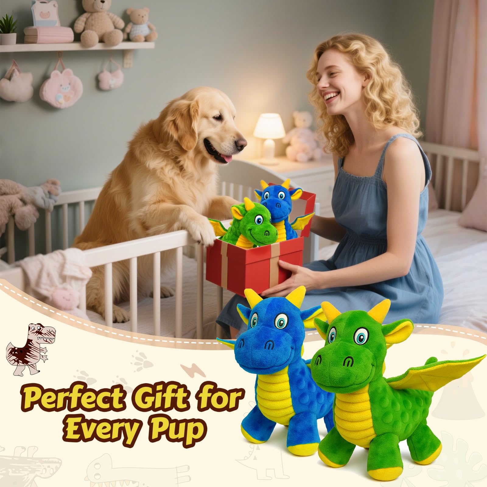 BBeary Squeaky Dragon Toy washable material for easy cleanup after play