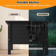 bbgroundgrm Weatherproof Outdoor Cat House roof close-up highlights water-shedding slant.