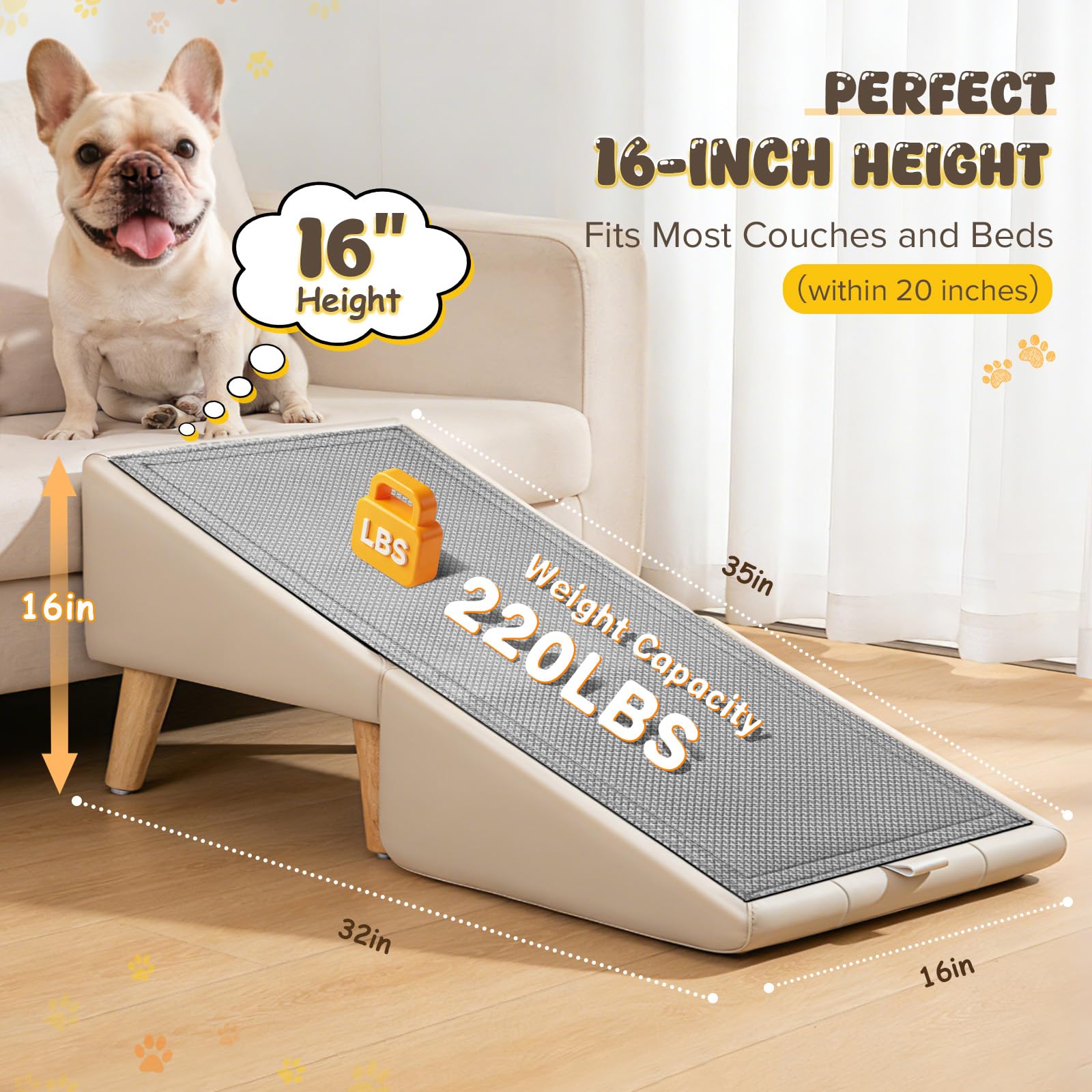 BBtang 2-in-1 dog ramp and ottoman enables space-saving furniture access.