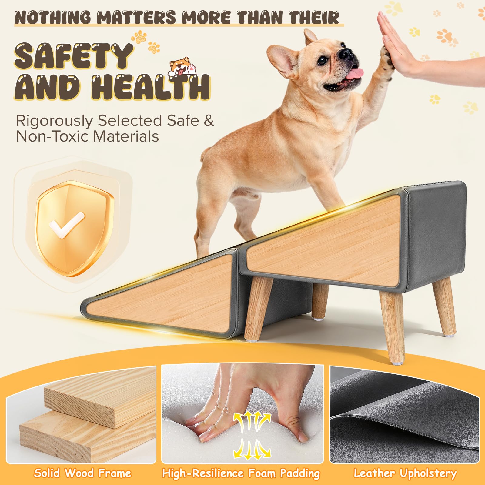 BBtang dog stairs adjustable silicone feet stabilize on uneven floors
