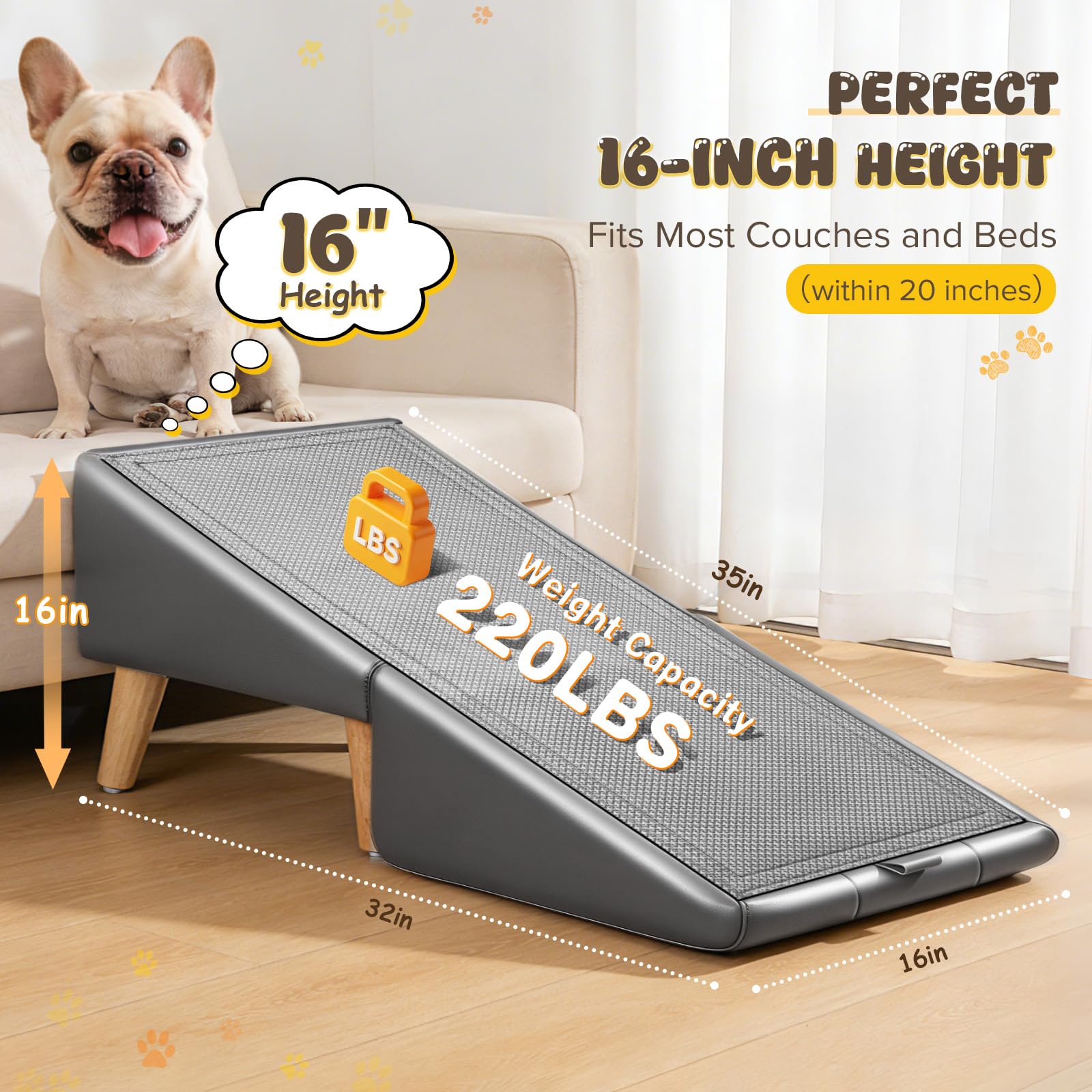 BBtang foldable dog stairs with ottoman in grey for space-saving design