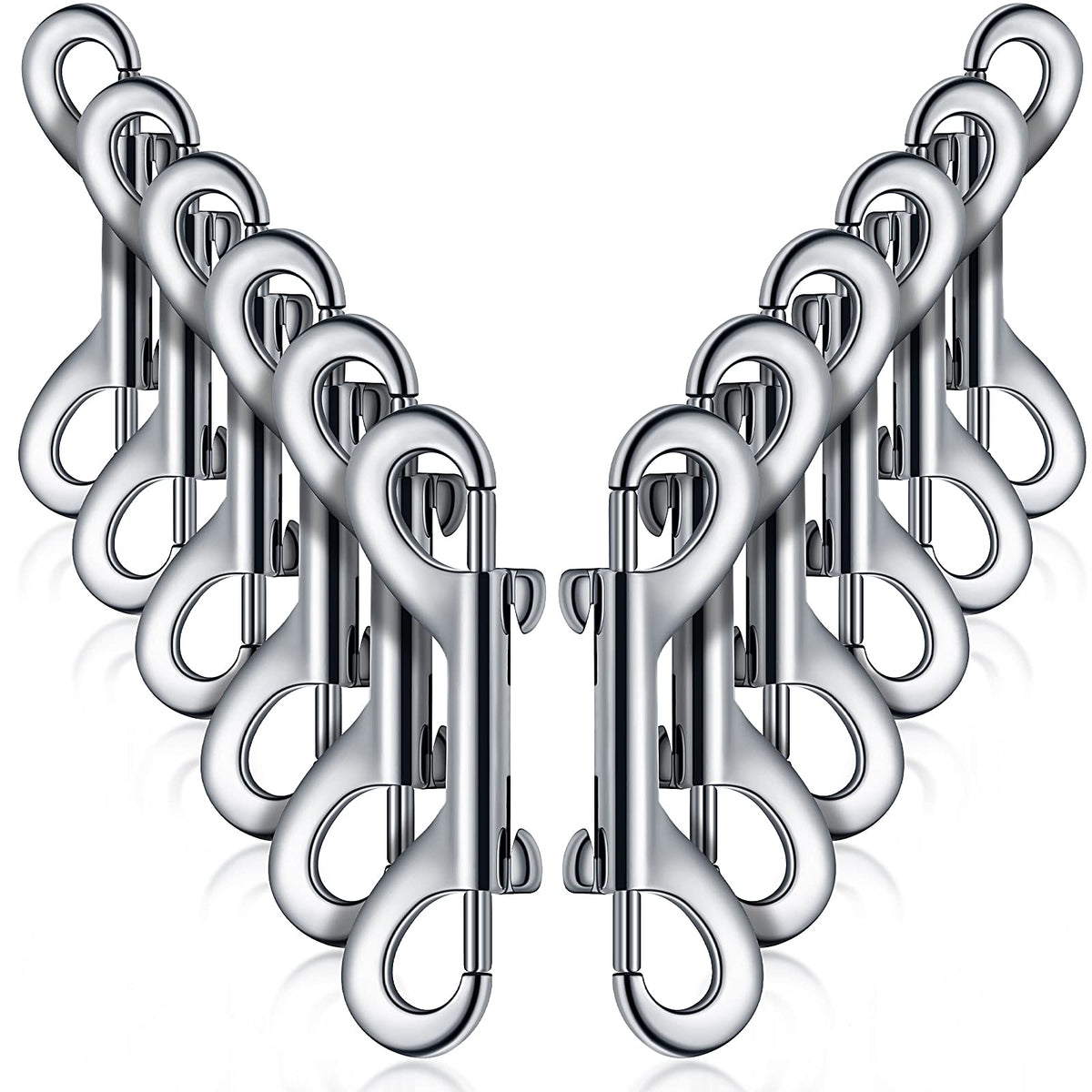 BBTO double-ended bolt snap close-up highlighting durable zinc alloy build for reliable leash connections.