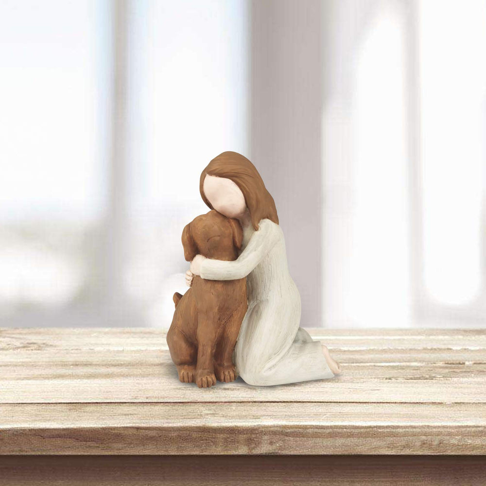 BC BINGO CASTLE Dog Angel Figurine side profile, ideal for mantel memorial displays.