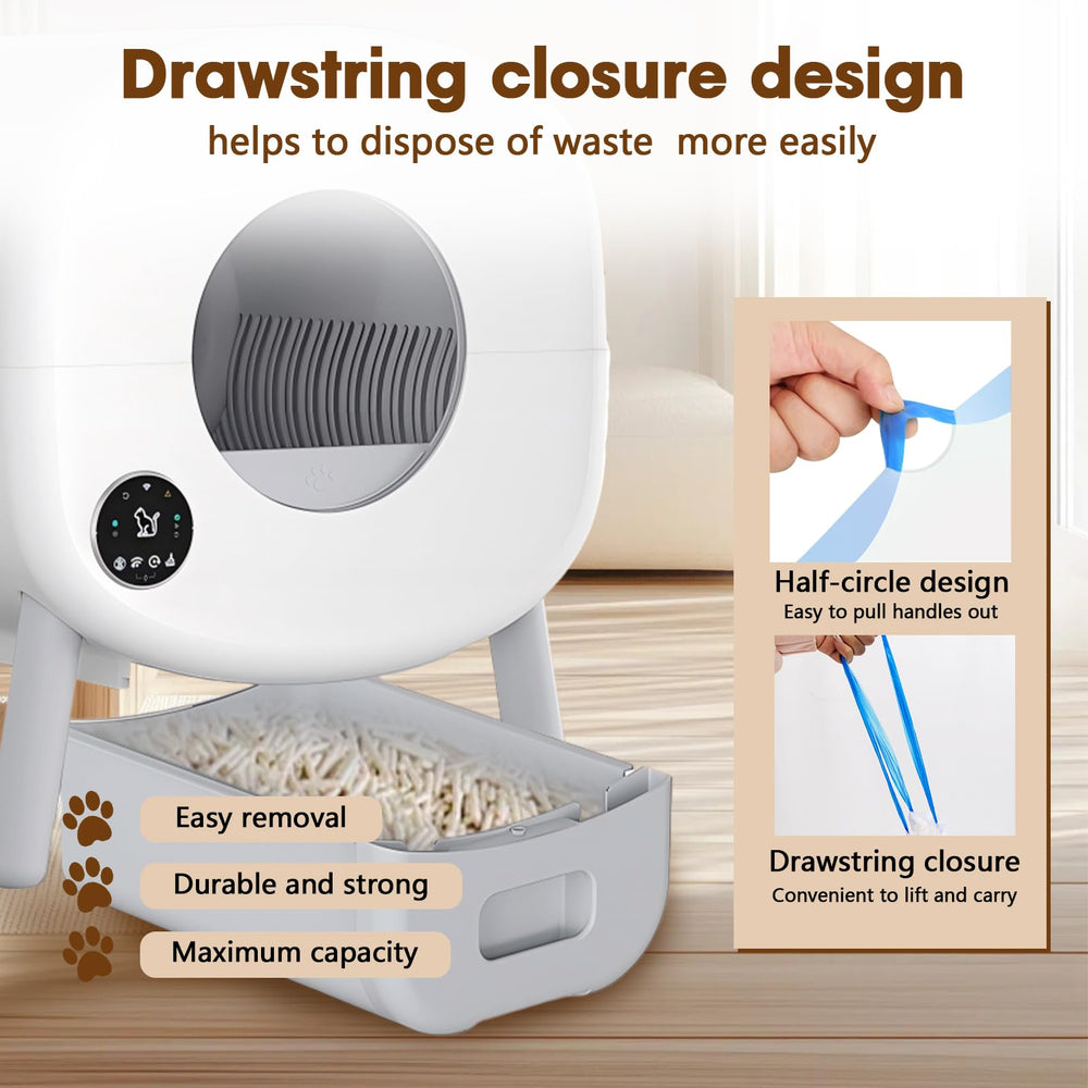 BCHARYA drawstring closure for mess-free disposal and odor control.