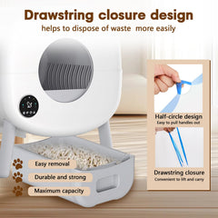 BCHARYA drawstring closure for mess-free disposal and odor control.