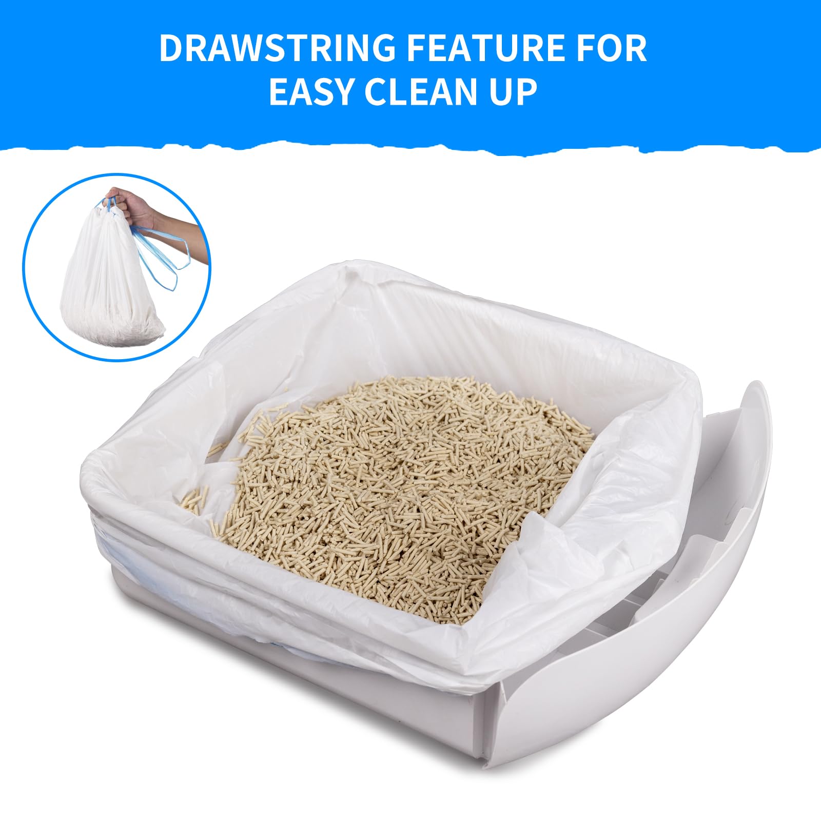 BCHARYA drawstring litter bag for quick sealing and odor containment