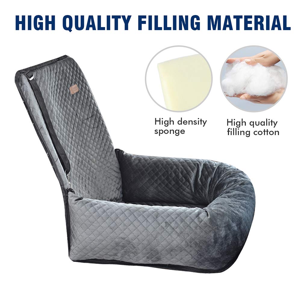 BCOCHAO dog car seat with adjustable belt provides stable restraint.