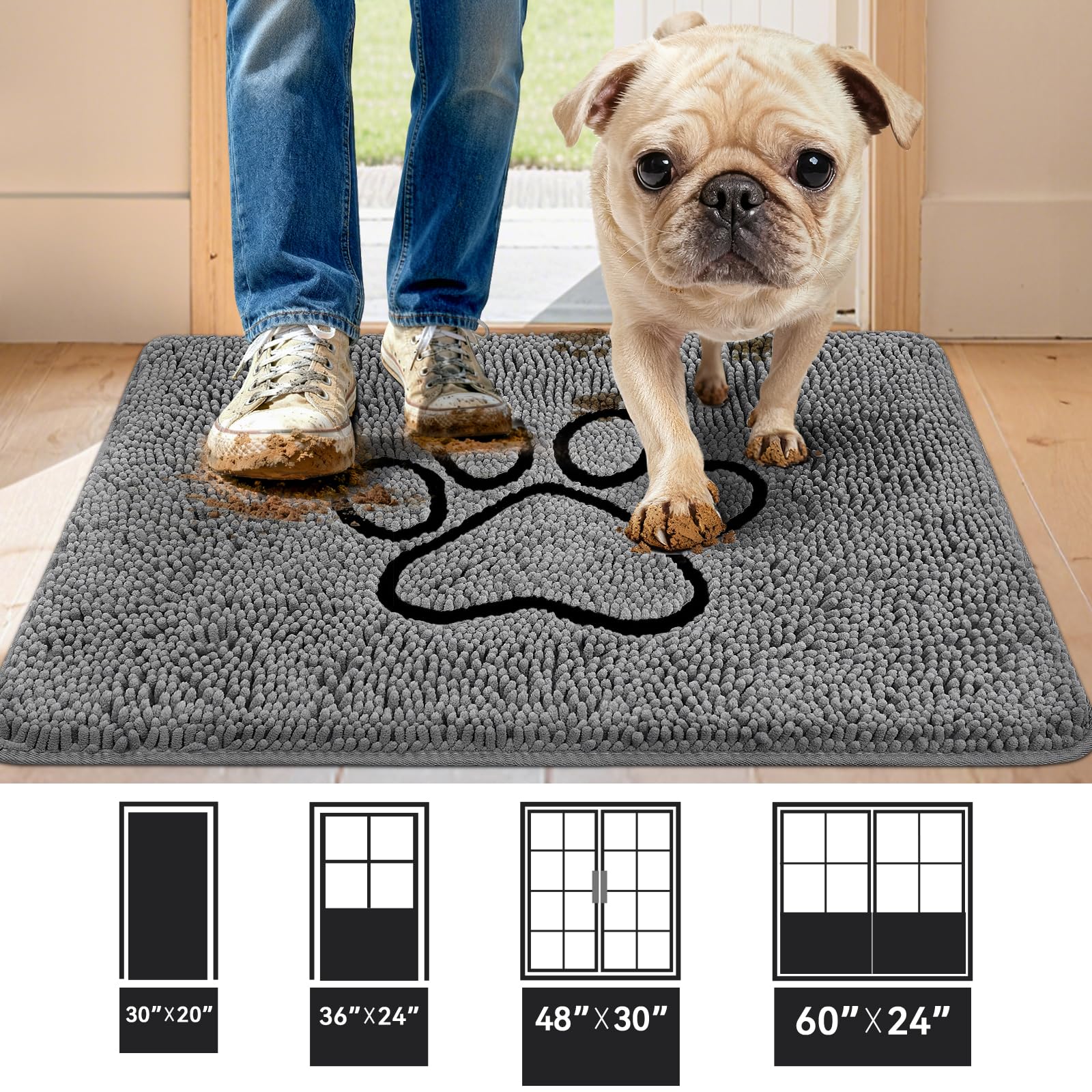Bcoimo anti-slip dog entry mat stays steady on indoor floors.
