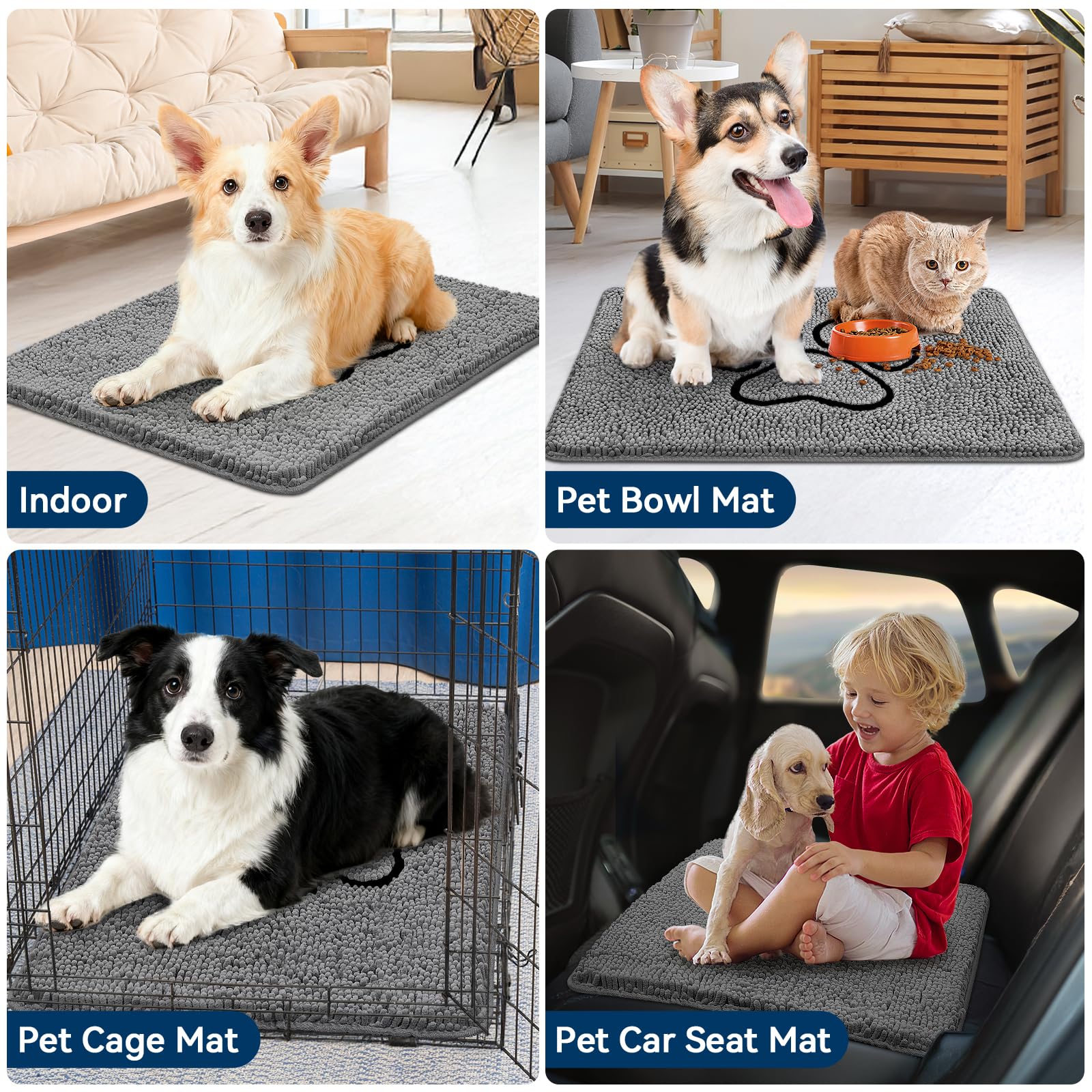 Bcoimo dirt-trap pet mat reduces tracked-in mess from daily use.