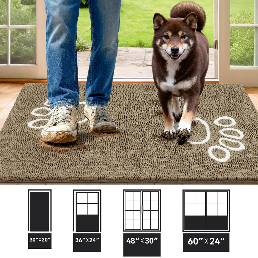 Bcoimo dog door mat mud-dirt-absorbency captures dirt from muddy paws and shoes