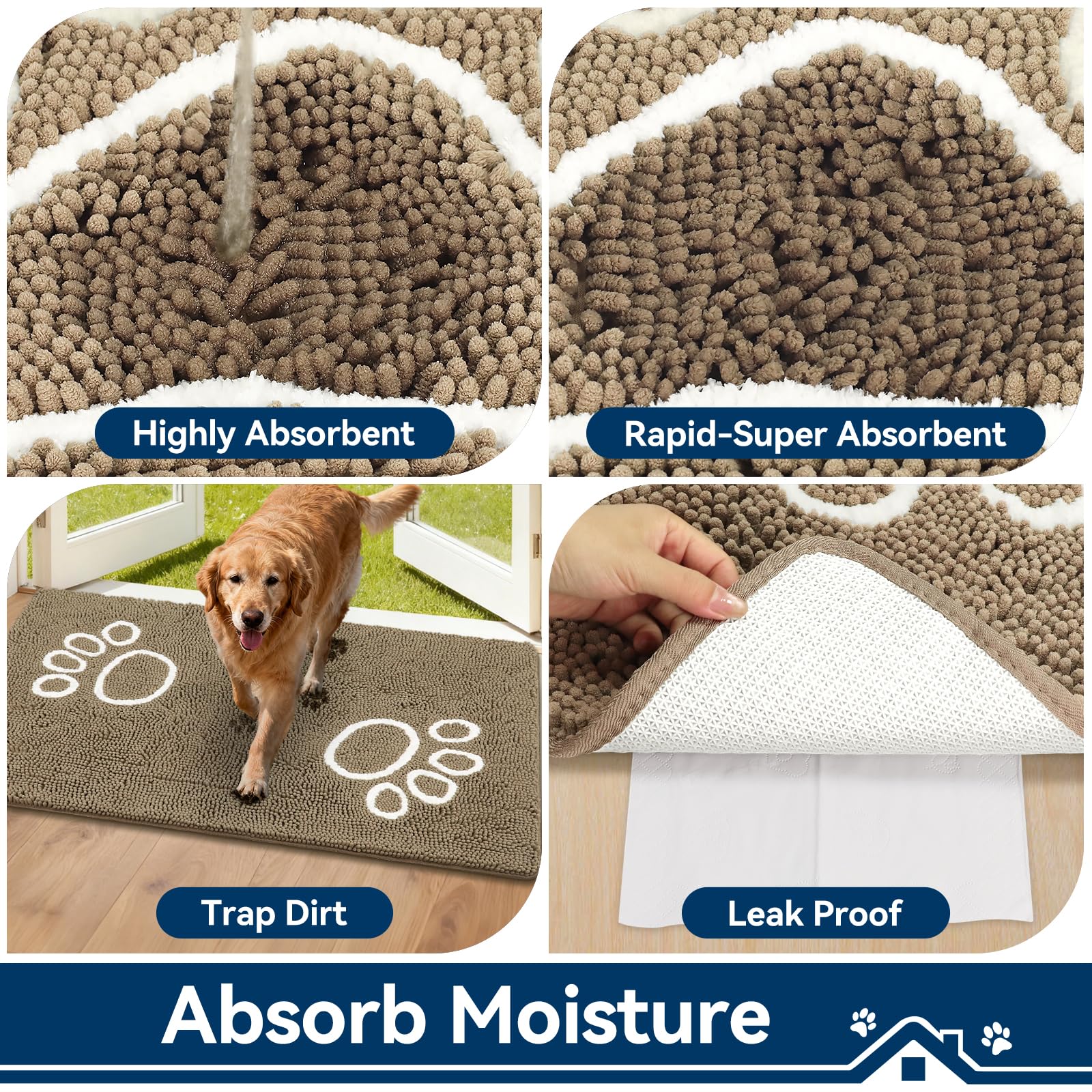 Bcoimo machine-washable dog mat for quick, simple cleaning