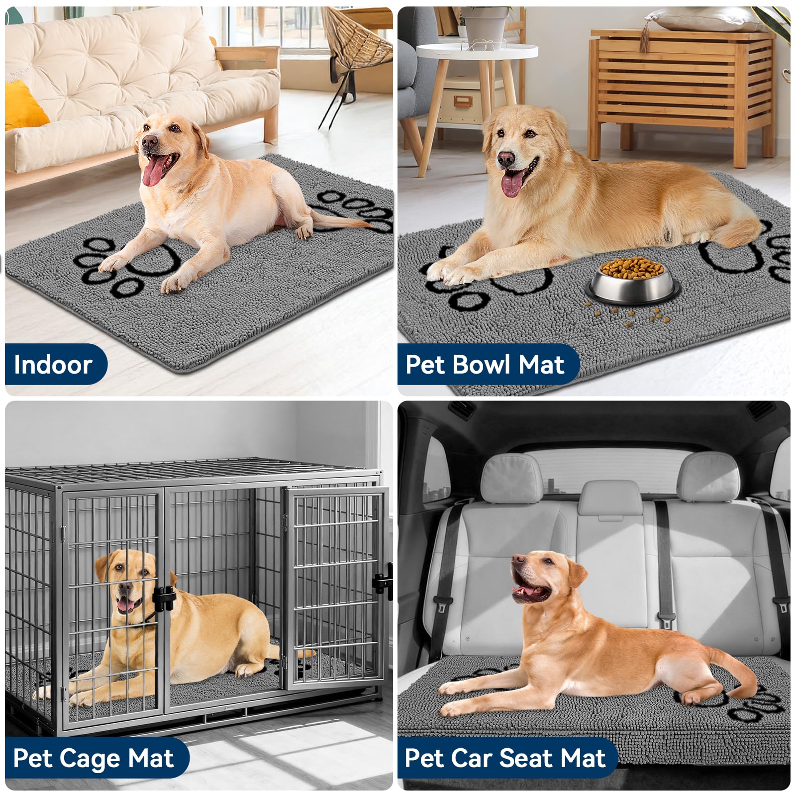 Bcoimo soft chenille paw embroidery dog mat for cozy comfort.