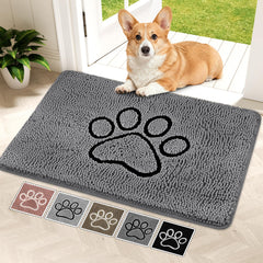 Bcoimo dog door mat absorbs moisture at the entry to protect floors.