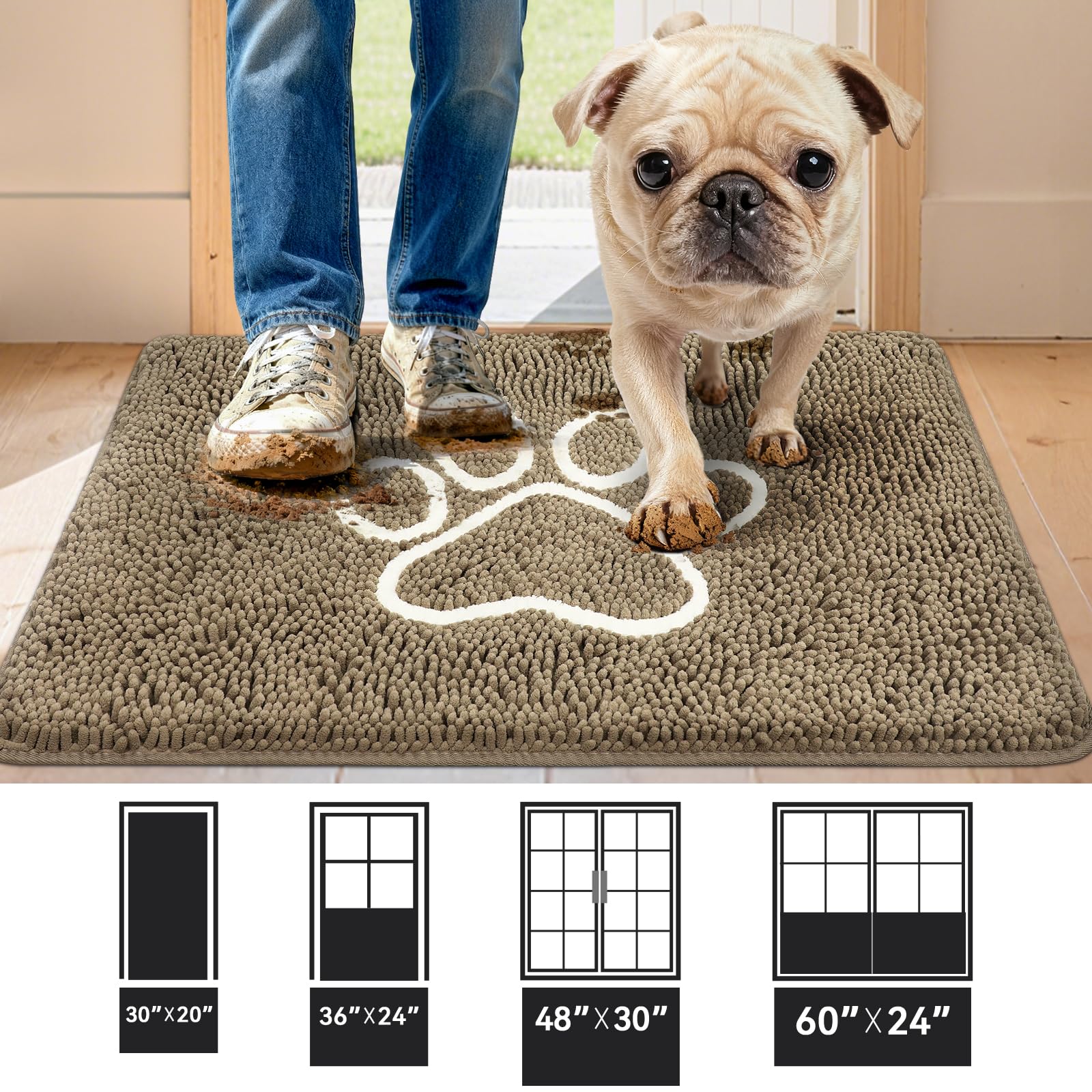 Bcoimo dog door mat close-up reveals microfiber texture traps moisture and dirt