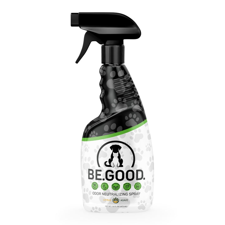 BE GOOD Pet Odor Eliminator Spray bottle front for pet-friendly homes