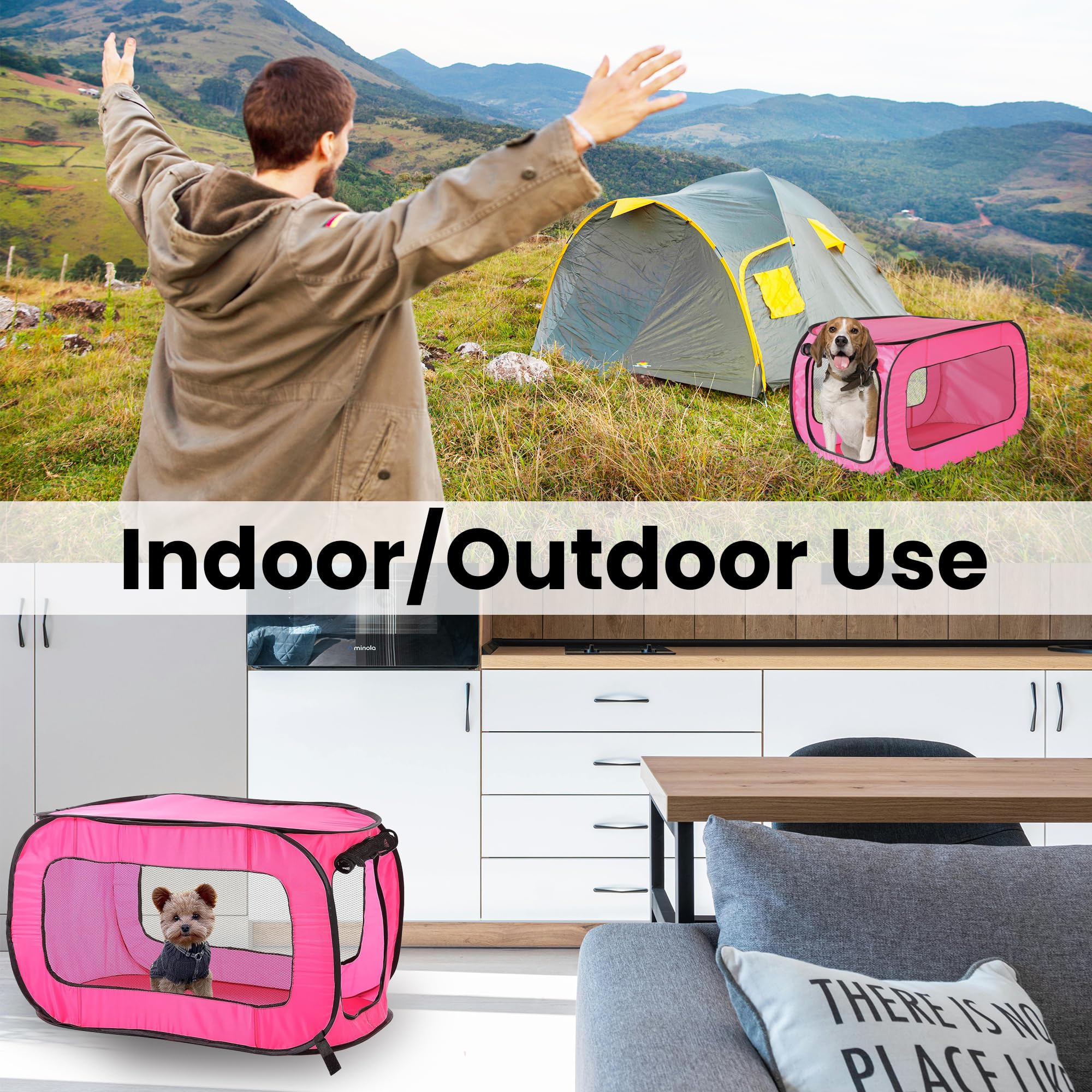 Beatrice dog crate featuring dual zippered doors for easy access.