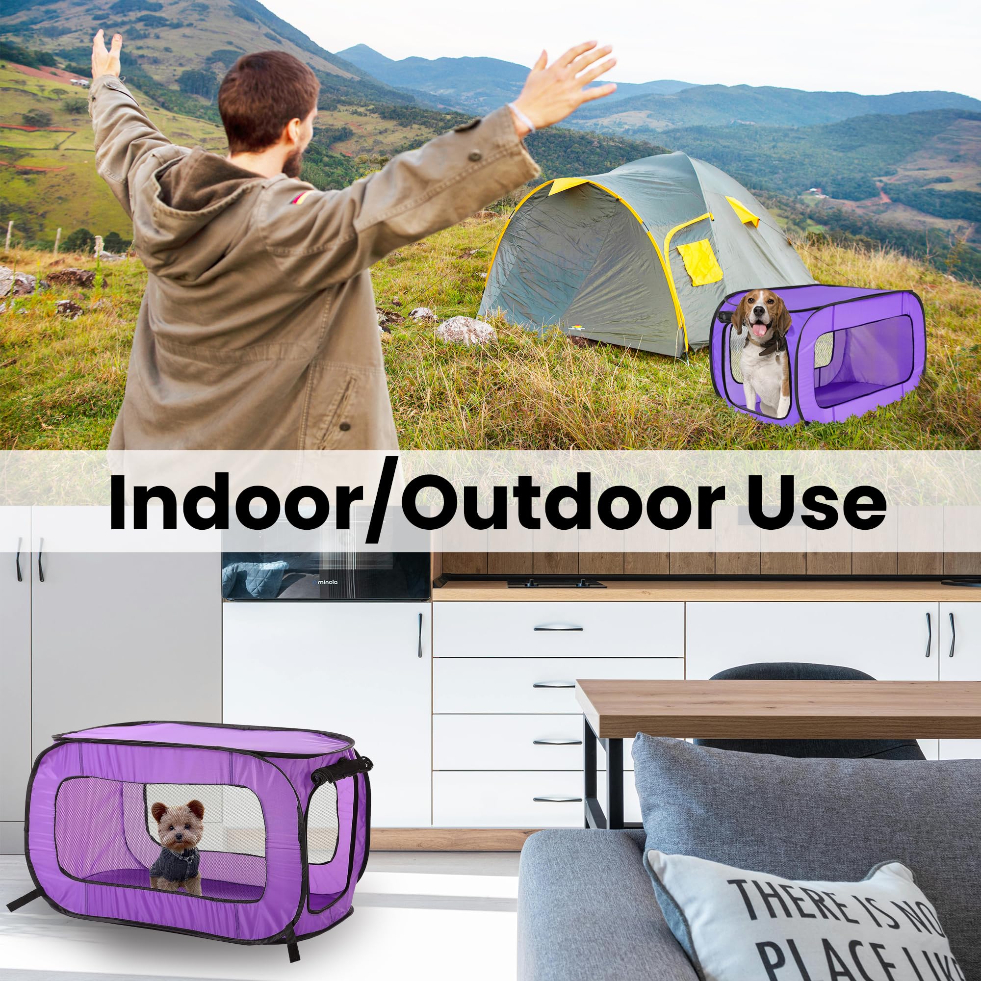 Beatrice crate made of lightweight polyester for portability.