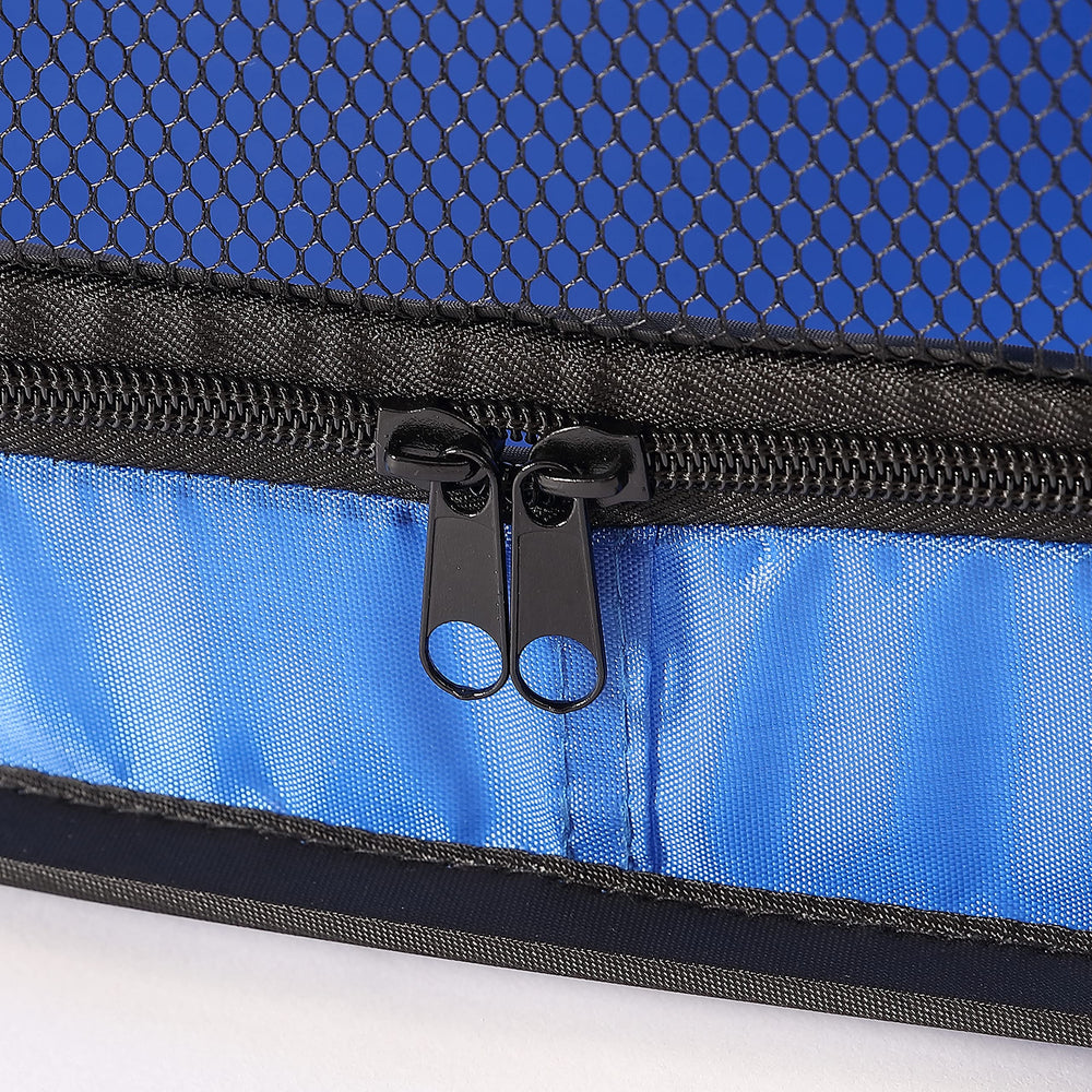Beatrice portable kennel measures 32.5 by 19.5 by 19.5 inches.