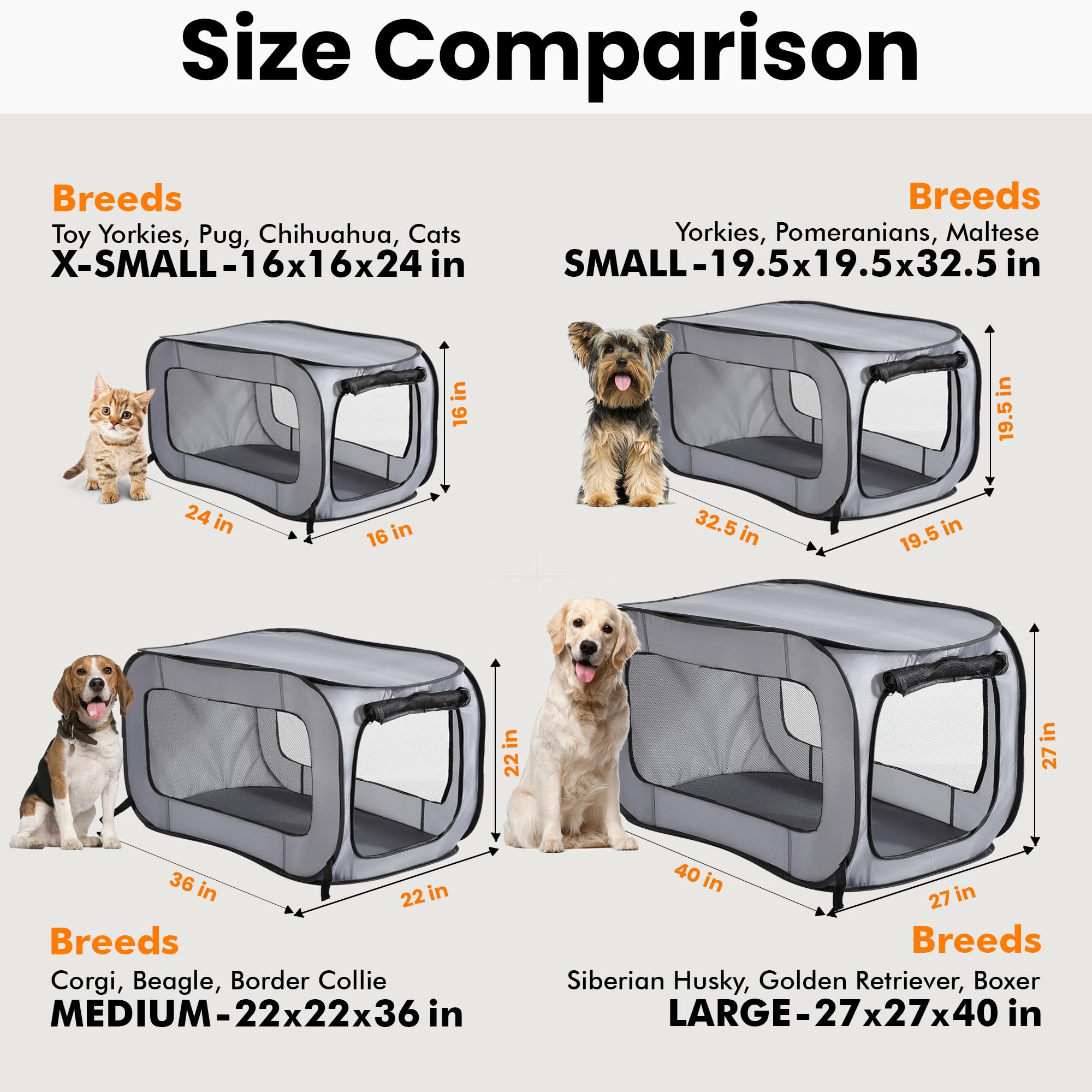 Beatrice Pop Up Kennel Durable Polyester highlights lightweight construction for travel