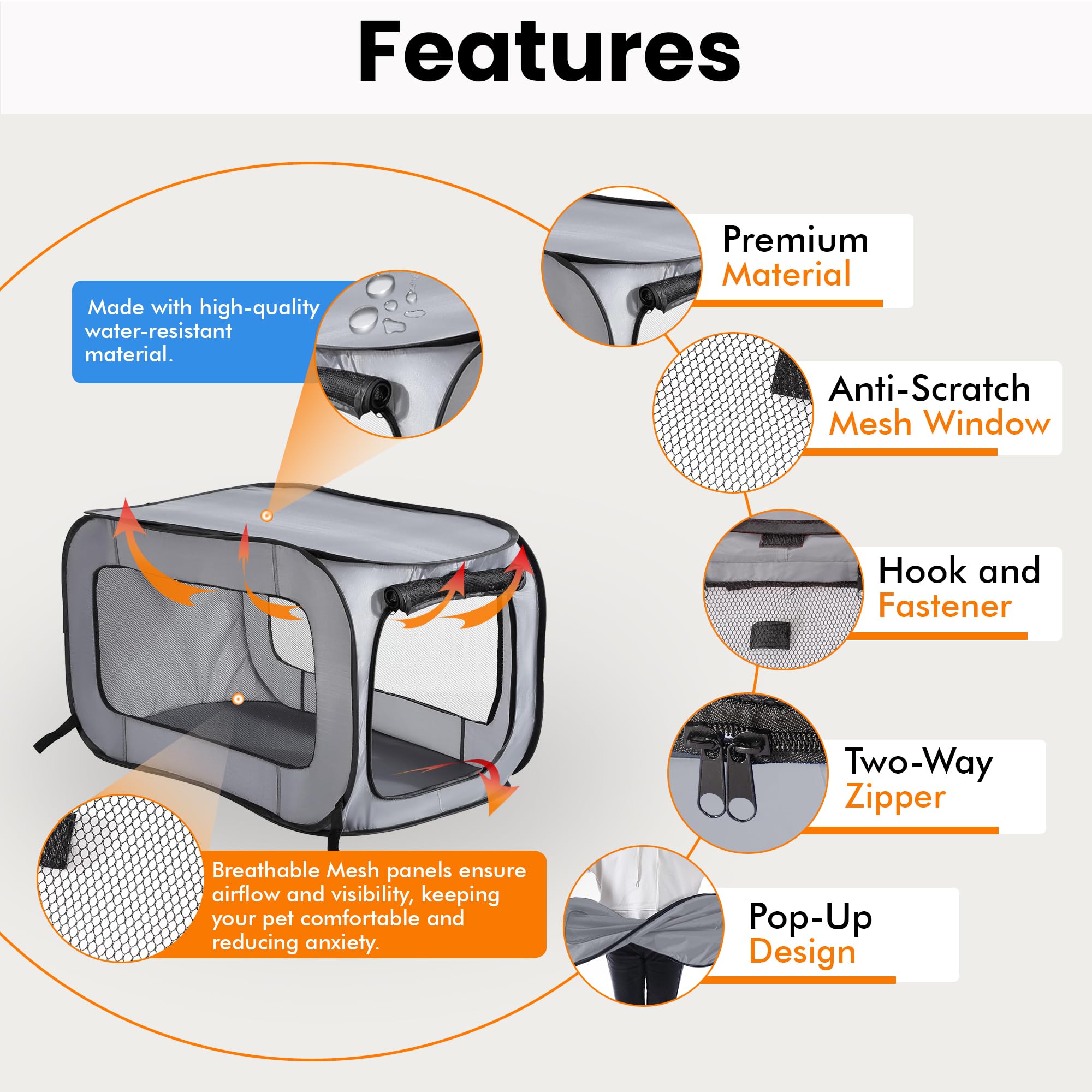 Beatrice Pop Up Kennel Mesh Ventilation ensures airflow and visibility during use