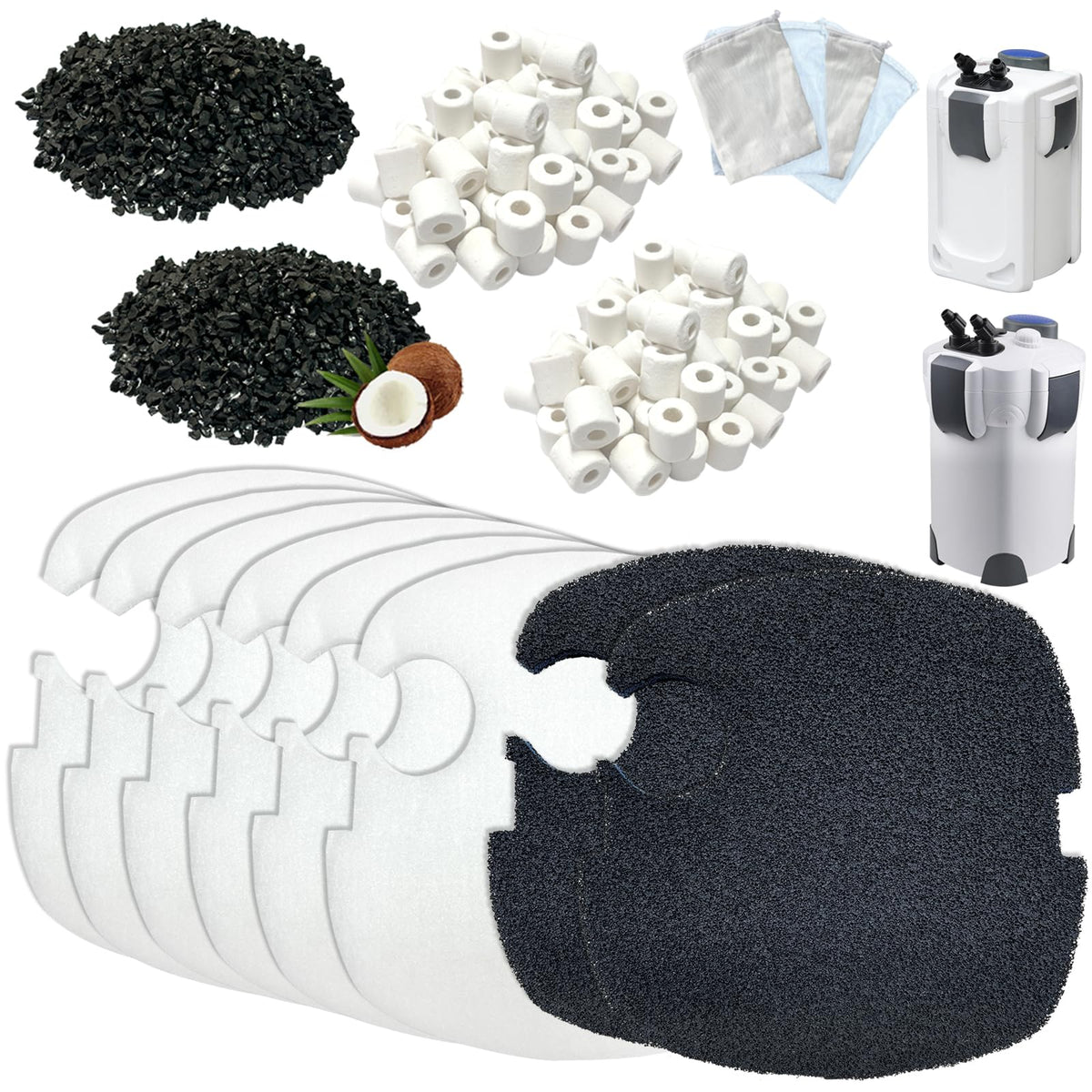 Beaufan aquarium filter media kit close-up shows complete replacement set for clean water.