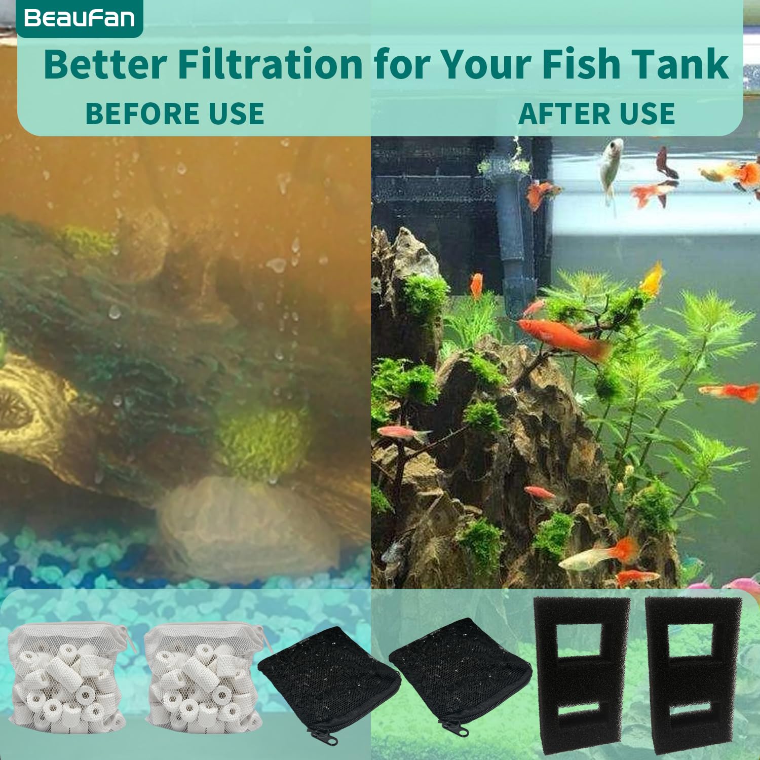 Beaufan media compatible with Fluval SPEC EVO Betta FLEX desktop tanks.