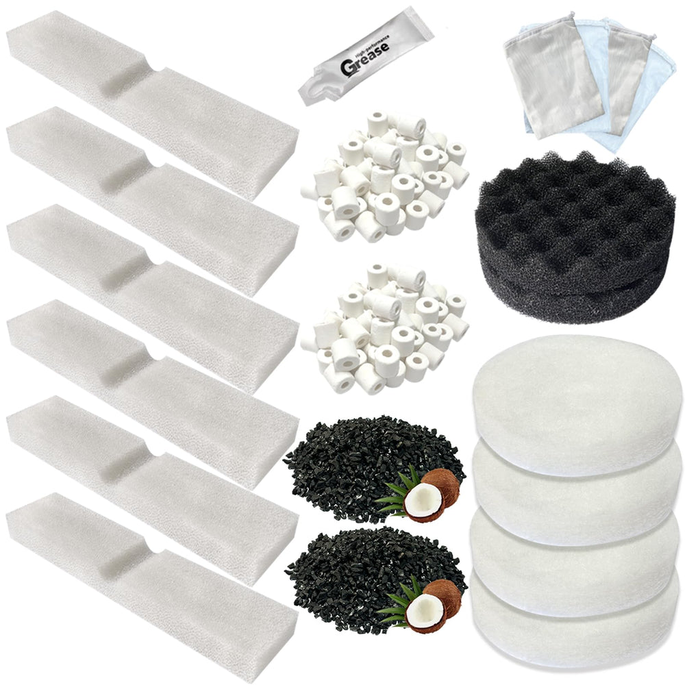 Beaufan 23-piece kit provides comprehensive media replacement for Fluval canisters.