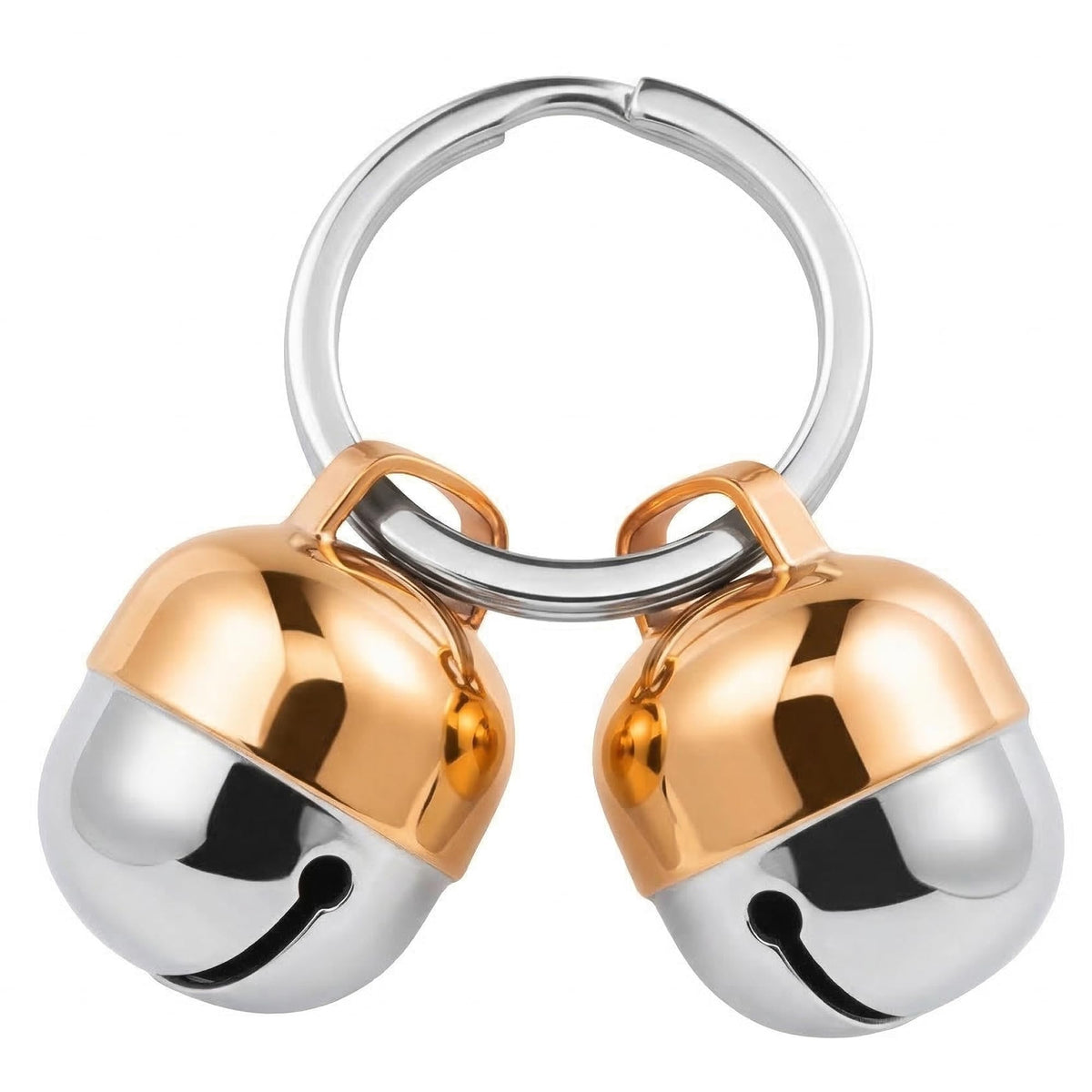 Beau's Bells close-up top view shows a loud copper bell for pets, heard up to 50 yards.