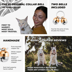 Luxurious handmade copper pet bells by Beau's Bells showcase premium craftsmanship.