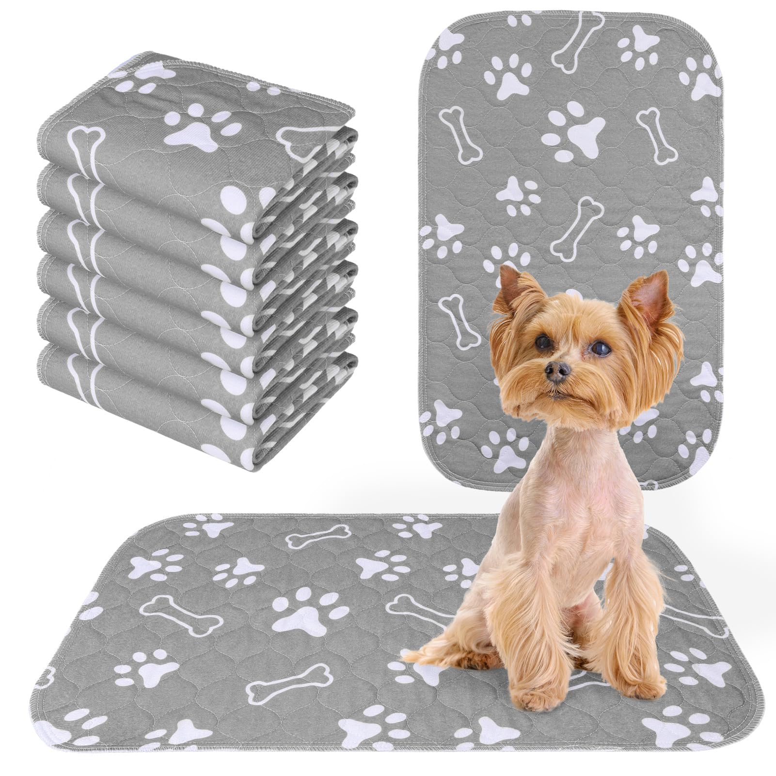 BEAUTYZOO 6-pack washable pee pads, 16x24 front view, ideal for potty training.