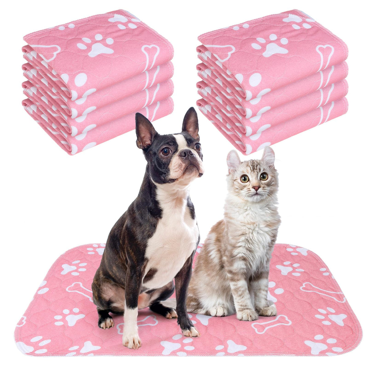 BEAUTYZOO 8-pack washable pee pads, 18x24 inches, ideal for house training.